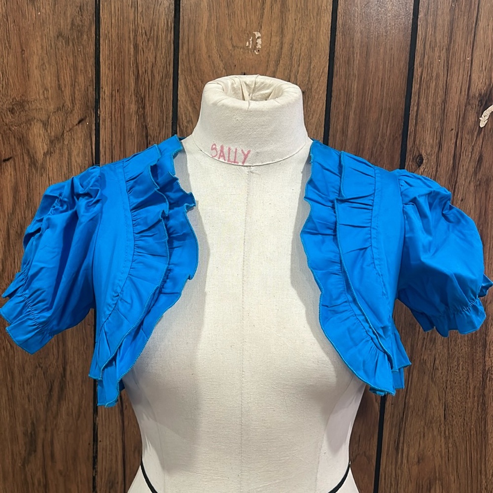 Blue puff sleeves bolero jacket women’s size small